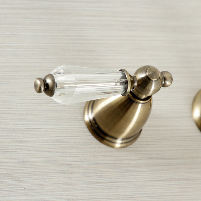 Kingston Tulare KS7023WLL - Wilshire Two-Handle 3-Hole Wall Mount Tub Faucet, Antique Brass
