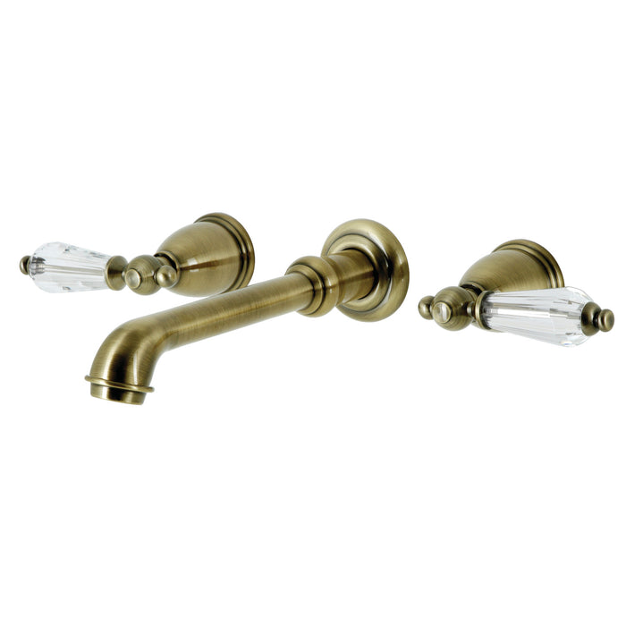 Kingston Tulare KS7023WLL - Wilshire Two-Handle 3-Hole Wall Mount Tub Faucet, Antique Brass
