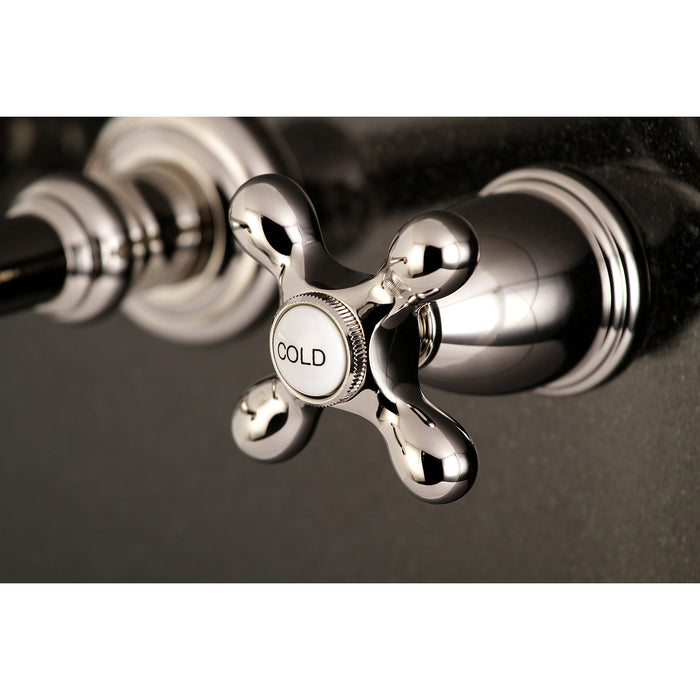 Kingston Tulare KS7026AX - English Country Two-Handle 3-Hole Wall Mount Tub Faucet, Polished Nickel
