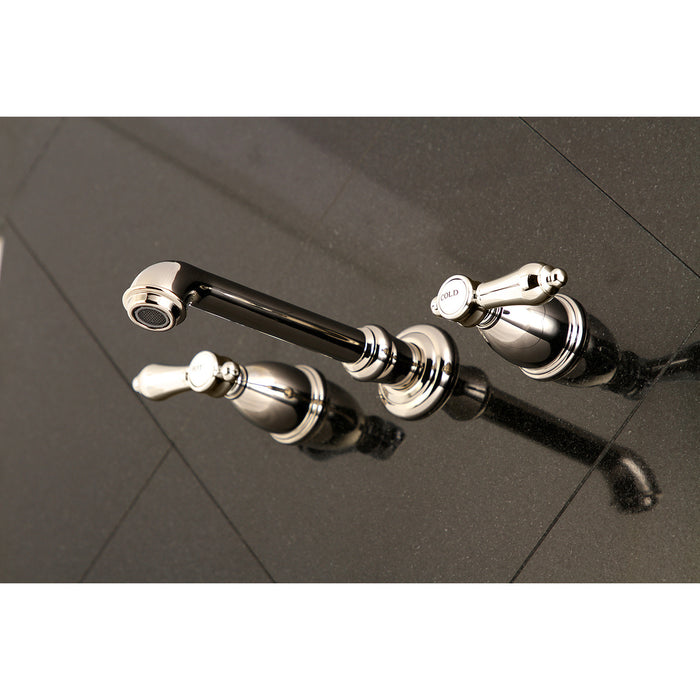 Kingston Tulare KS7026BAL - Heirloom Two-Handle 3-Hole Wall Mount Tub Faucet, Polished Nickel