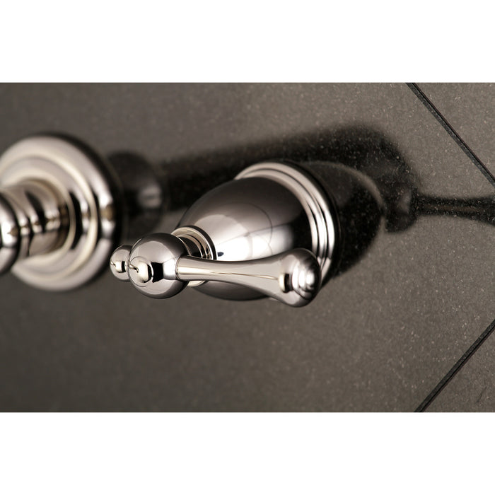 Kingston Tulare KS7026BL - English Country Two-Handle 3-Hole Wall Mount Tub Faucet, Polished Nickel