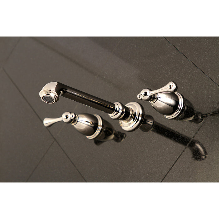 Kingston Tulare KS7026BL - English Country Two-Handle 3-Hole Wall Mount Tub Faucet, Polished Nickel