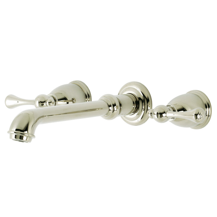 Kingston Tulare KS7026BL - English Country Two-Handle 3-Hole Wall Mount Tub Faucet, Polished Nickel