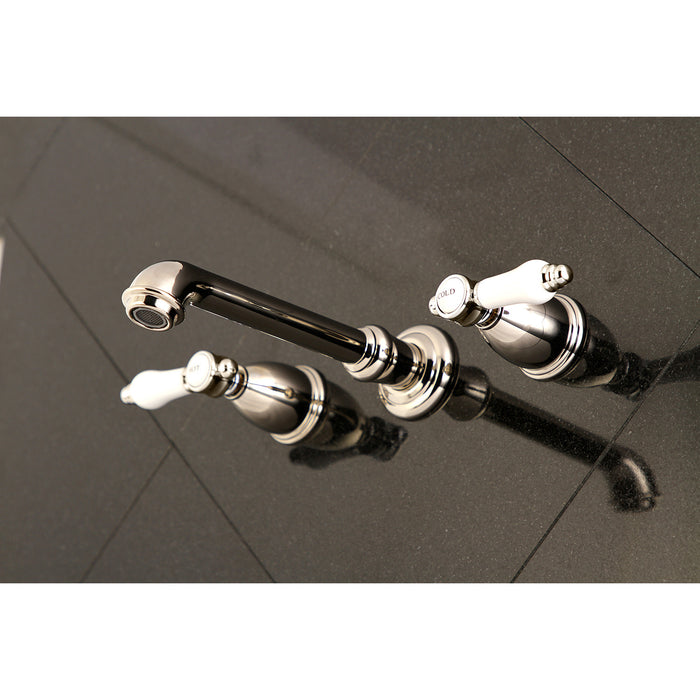 Kingston Tulare KS7026BPL - Bel-Air Two-Handle 3-Hole Wall Mount Tub Faucet, Polished Nickel