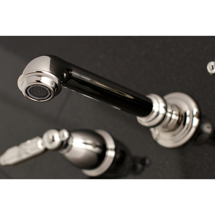 Kingston Tulare KS7026GL - Georgian Two-Handle 3-Hole Wall Mount Tub Faucet, Polished Nickel