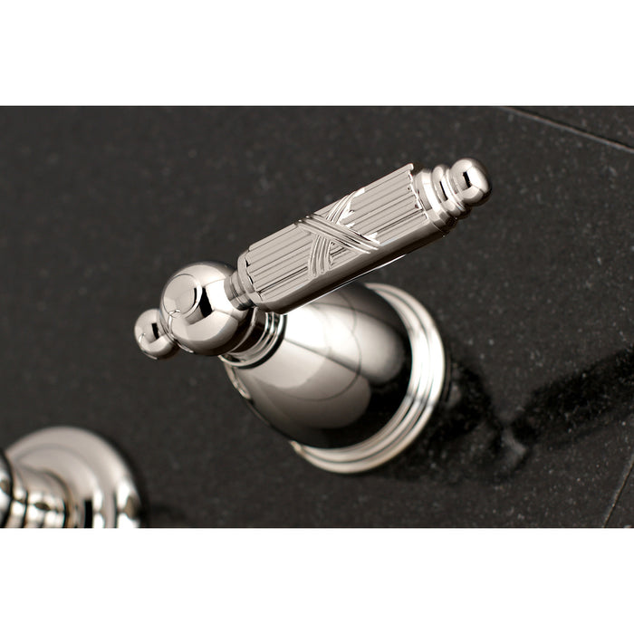 Kingston Tulare KS7026GL - Georgian Two-Handle 3-Hole Wall Mount Tub Faucet, Polished Nickel