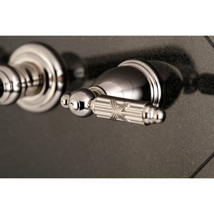 Kingston Tulare KS7026GL - Georgian Two-Handle 3-Hole Wall Mount Tub Faucet, Polished Nickel
