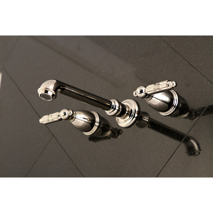 Kingston Tulare KS7026GL - Georgian Two-Handle 3-Hole Wall Mount Tub Faucet, Polished Nickel