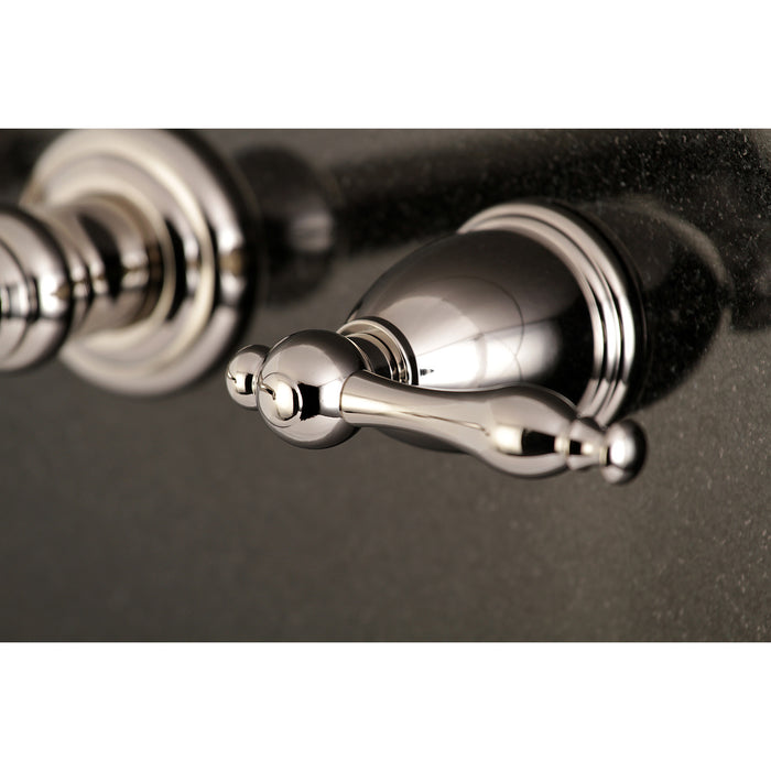Kingston Tulare KS7026NL - Naples Two-Handle 3-Hole Wall Mount Tub Faucet, Polished Nickel