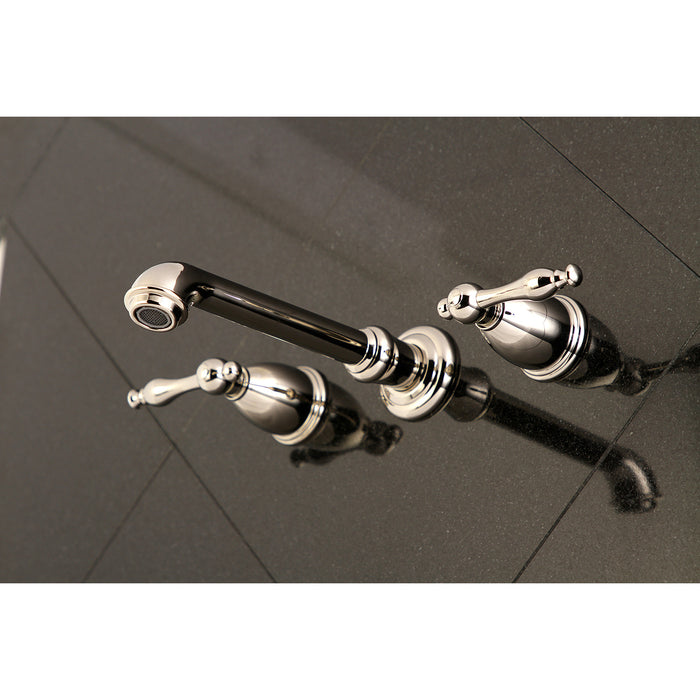 Kingston Tulare KS7026NL - Naples Two-Handle 3-Hole Wall Mount Tub Faucet, Polished Nickel