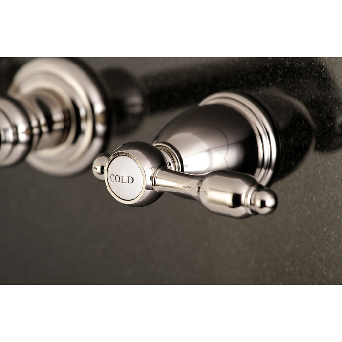 Kingston Tulare KS7026TAL - Tudor Two-Handle 3-Hole Wall Mount Tub Faucet, Polished Nickel
