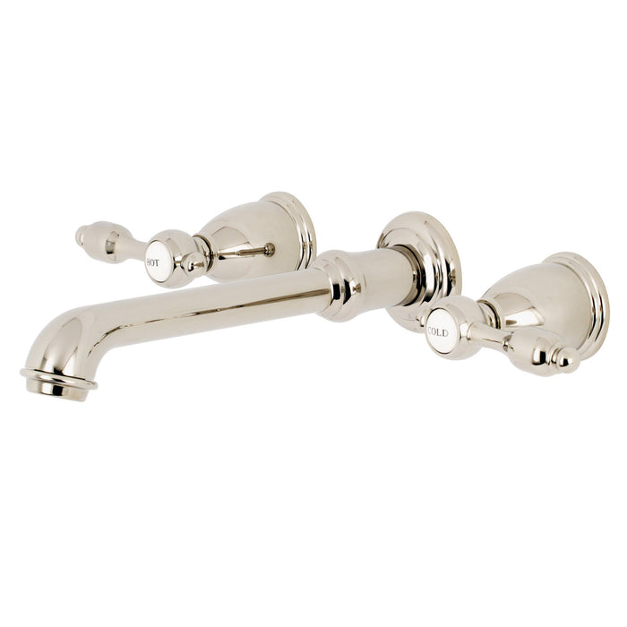 Kingston Tulare KS7026TAL - Tudor Two-Handle 3-Hole Wall Mount Tub Faucet, Polished Nickel