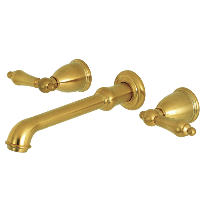 Kingston Tulare KS7027AL - English Country Two-Handle 3-Hole Wall Mount Roman Tub Faucet, Brushed Brass