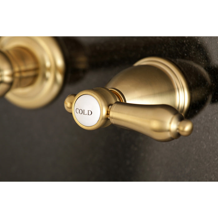 Kingston Tulare KS7027BAL - Heirloom Two-Handle 3-Hole Wall Mount Tub Faucet, Brushed Brass