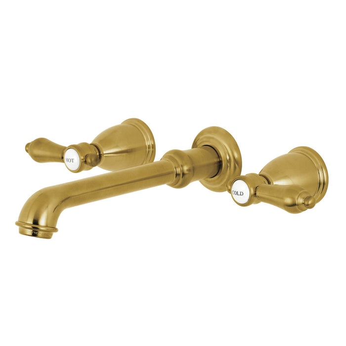 Kingston Tulare KS7027BAL - Heirloom Two-Handle 3-Hole Wall Mount Tub Faucet, Brushed Brass