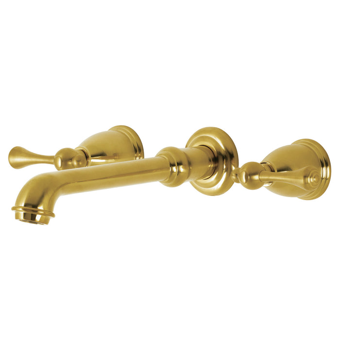 Kingston Tulare KS7027BL - English Country Two-Handle 3-Hole Wall Mount Tub Faucet, Brushed Brass
