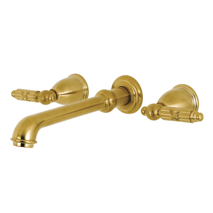 Kingston Tulare KS7027GL - Georgian Two-Handle 3-Hole Wall Mount Tub Faucet, Brushed Brass
