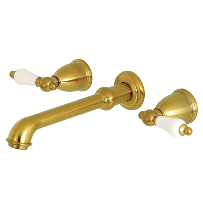 Kingston Tulare KS7027PL - English Vintage Two-Handle 3-Hole Wall Mount Tub Faucet, Brushed Brass