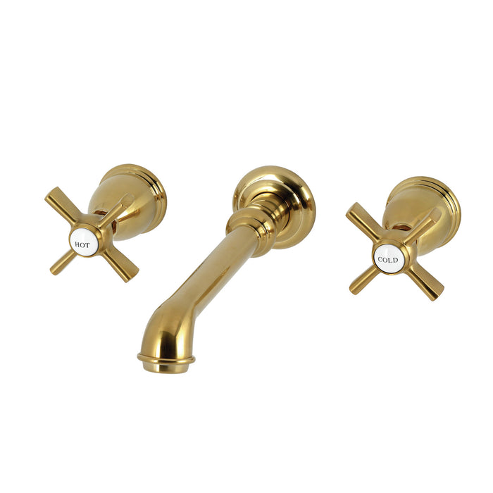 Kingston Tulare KS7027ZX - Millennium Two-Handle 3-Hole Wall Mount Roman Tub Faucet, Brushed Brass
