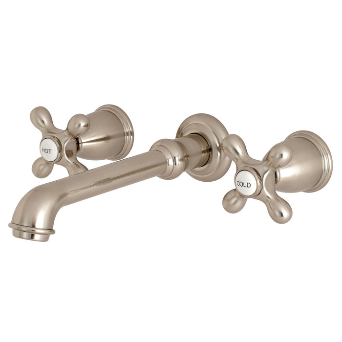 Kingston Tulare KS7028AX - English Country Two-Handle 3-Hole Wall Mount Tub Faucet, Brushed Nickel