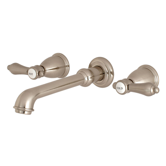 Kingston Tulare KS7028BAL - Heirloom Two-Handle 3-Hole Wall Mount Tub Faucet, Brushed Nickel