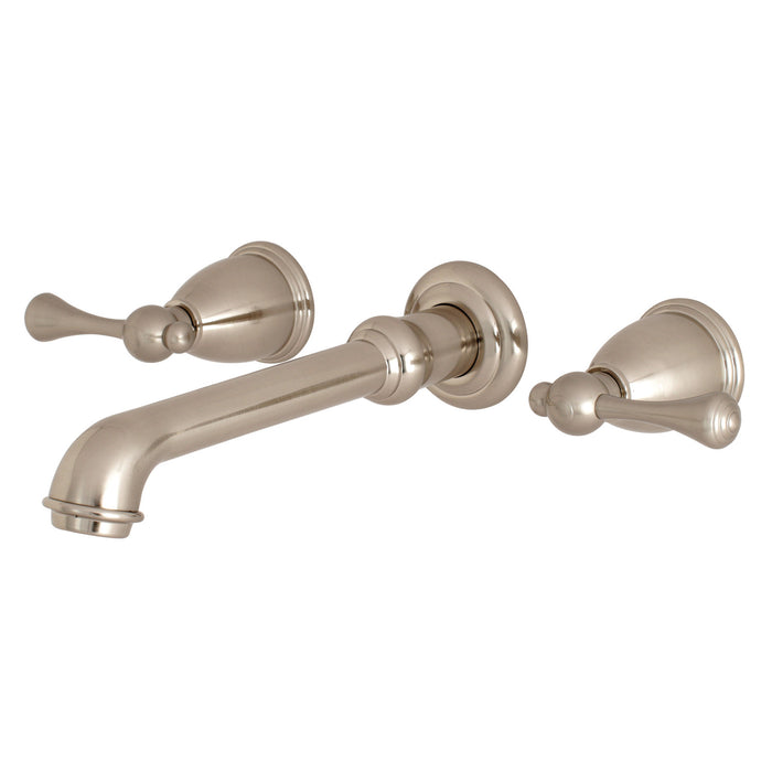 Kingston Tulare KS7028BL - English Country Two-Handle 3-Hole Wall Mount Tub Faucet, Brushed Nickel