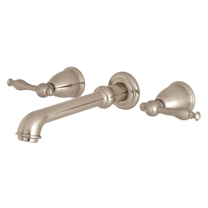 Kingston Tulare KS7028NL - Naples Two-Handle 3-Hole Wall Mount Tub Faucet, Brushed Nickel