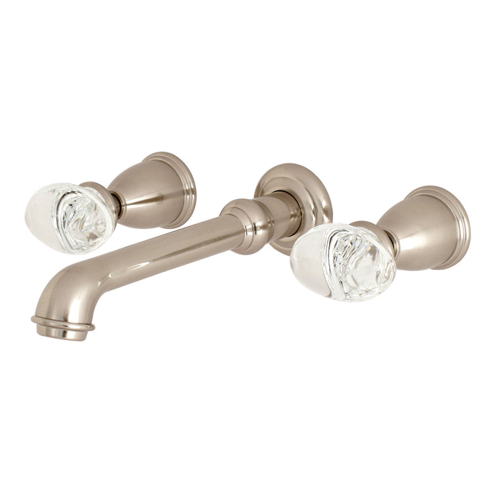 Kingston Tulare KS7028WVL - Krystal Onyx Two-Handle 3-Hole Wall Mount Tub Faucet, Brushed Nickel