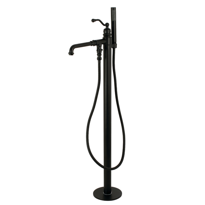 Kingston Tulare KS7030ABL - English Country Single-Handle 1-Hole Freestanding Tub Faucet with Hand Shower, Matte Black