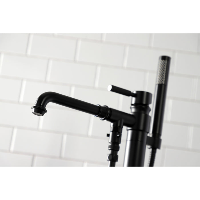 Kingston Sona KS7030DKL - Kaiser Single-Handle 1-Hole Freestanding Tub Faucet with Hand Shower, Matte Black