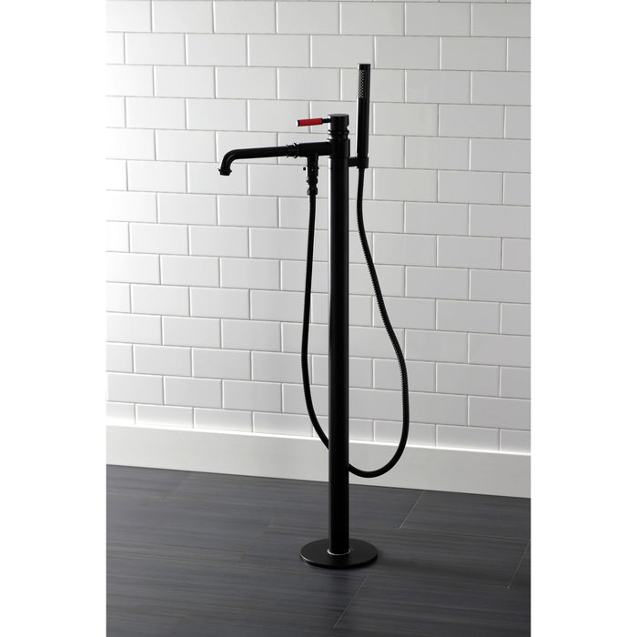 Kingston Sona KS7030DKL - Kaiser Single-Handle 1-Hole Freestanding Tub Faucet with Hand Shower, Matte Black