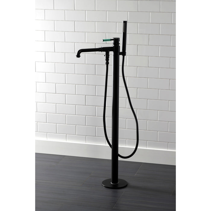 Kingston Sona KS7030DKL - Kaiser Single-Handle 1-Hole Freestanding Tub Faucet with Hand Shower, Matte Black