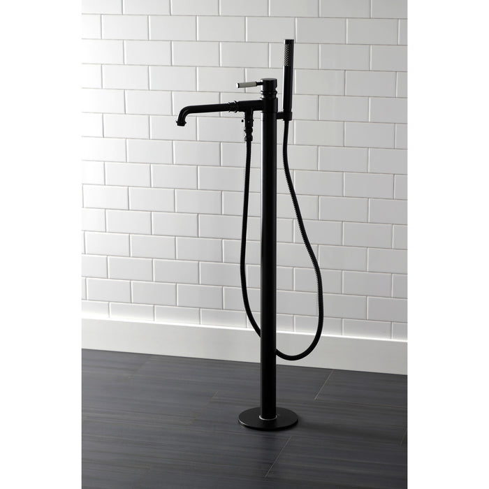 Kingston Sona KS7030DKL - Kaiser Single-Handle 1-Hole Freestanding Tub Faucet with Hand Shower, Matte Black