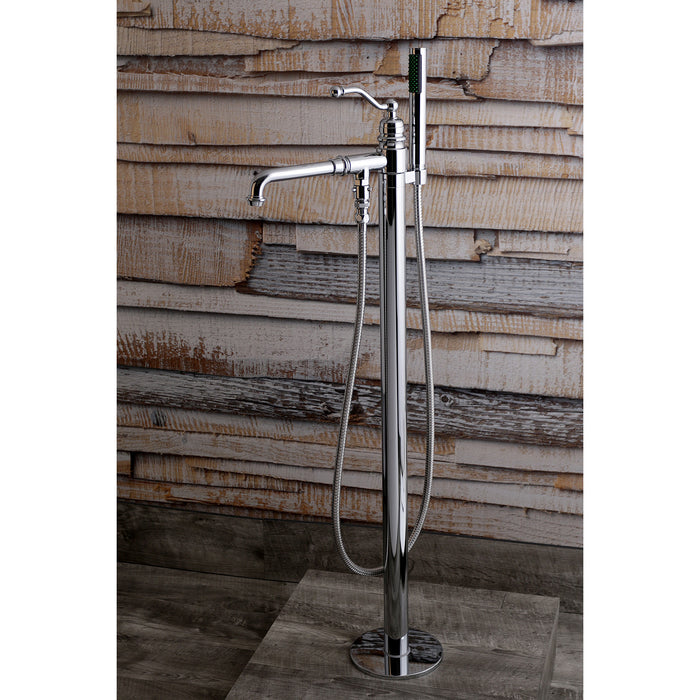 Kingston Tulare KS7031ABL - English Country Single-Handle 1-Hole Freestanding Tub Faucet with Hand Shower, Polished Chrome