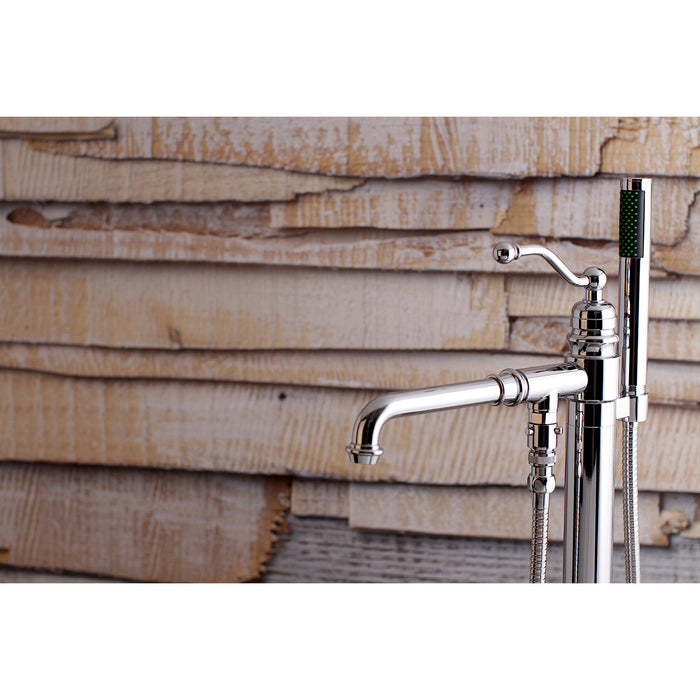 Kingston Tulare KS7031ABL - English Country Single-Handle 1-Hole Freestanding Tub Faucet with Hand Shower, Polished Chrome