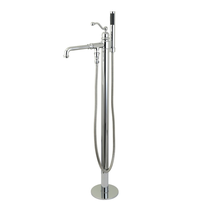 Kingston Tulare KS7031ABL - English Country Single-Handle 1-Hole Freestanding Tub Faucet with Hand Shower, Polished Chrome