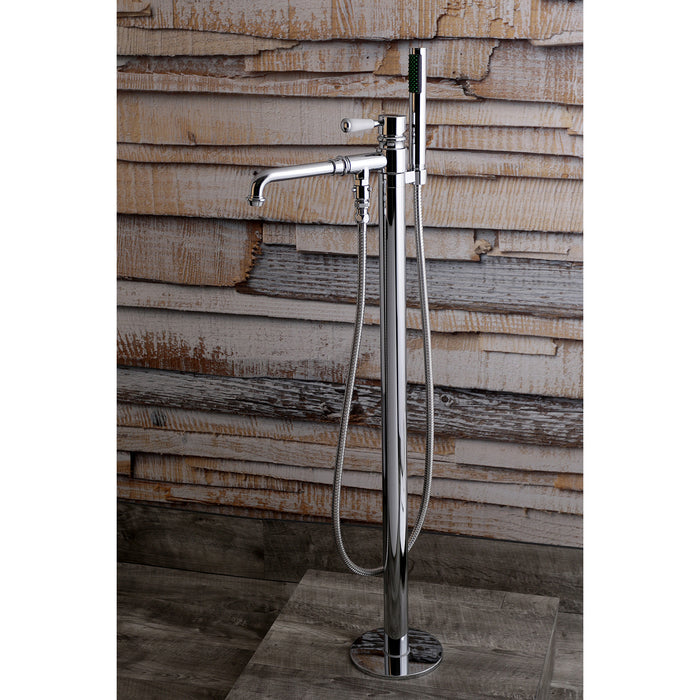 Kingston Tulare KS7031DPL - Paris Single-Handle 1-Hole Freestanding Tub Faucet with Hand Shower, Polished Chrome