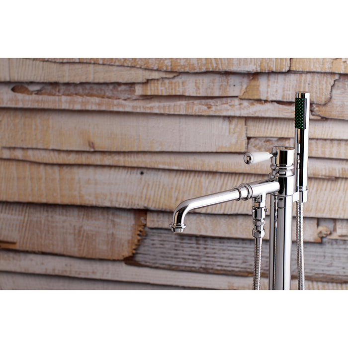 Kingston Tulare KS7031DPL - Paris Single-Handle 1-Hole Freestanding Tub Faucet with Hand Shower, Polished Chrome