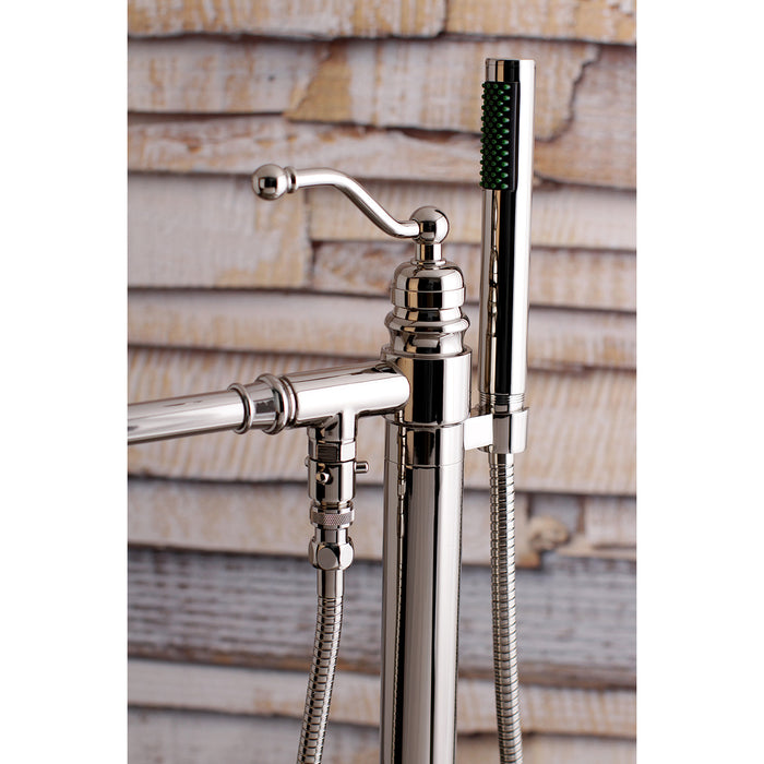 Kingston Tulare KS7036ABL - English Country Single-Handle 1-Hole Freestanding Tub Faucet with Hand Shower, Polished Nickel