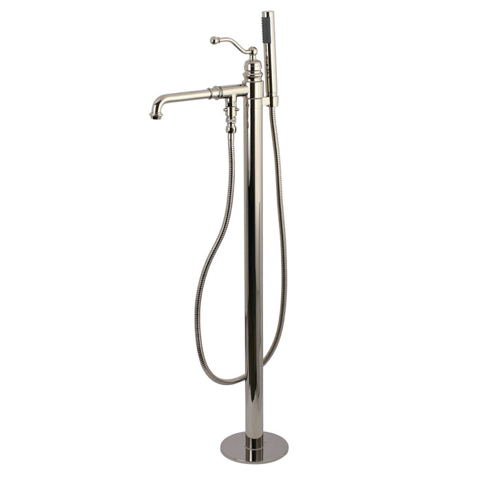 Kingston Tulare KS7036ABL - English Country Single-Handle 1-Hole Freestanding Tub Faucet with Hand Shower, Polished Nickel