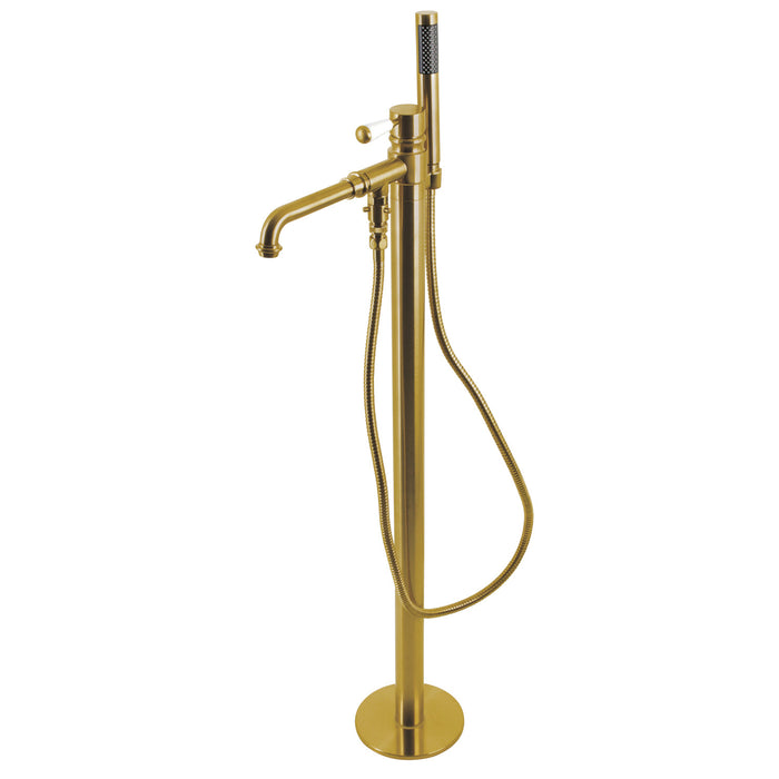 Kingston Tulare KS7037DPL - Paris Single-Handle 1-Hole Freestanding Tub Faucet with Hand Shower, Brushed Brass
