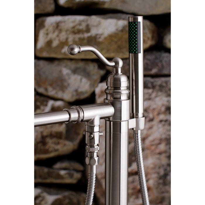 Kingston Tulare KS7038ABL - English Country Single-Handle 1-Hole Freestanding Tub Faucet with Hand Shower, Brushed Nickel