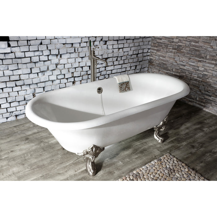 Kingston Tulare KS7038ABL - English Country Single-Handle 1-Hole Freestanding Tub Faucet with Hand Shower, Brushed Nickel