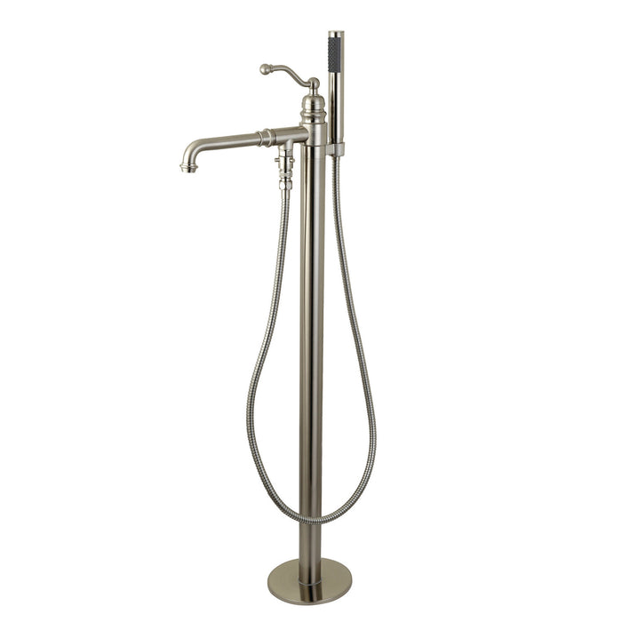 Kingston Tulare KS7038ABL - English Country Single-Handle 1-Hole Freestanding Tub Faucet with Hand Shower, Brushed Nickel