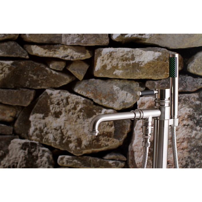 Kingston Sona KS7038DKL - Kaiser Single-Handle 1-Hole Freestanding Tub Faucet with Hand Shower, Brushed Nickel