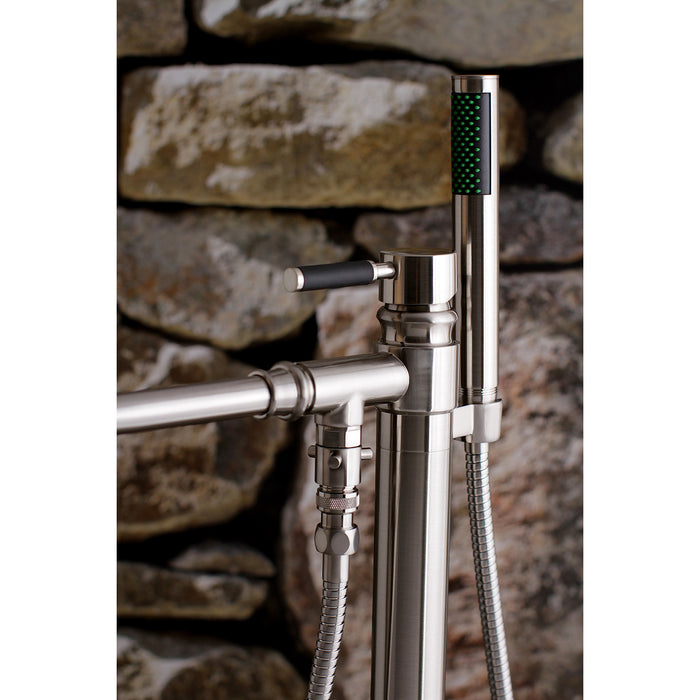 Kingston Sona KS7038DKL - Kaiser Single-Handle 1-Hole Freestanding Tub Faucet with Hand Shower, Brushed Nickel