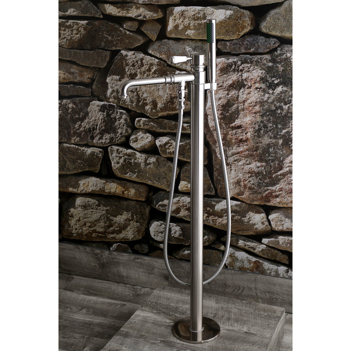 Kingston Tulare KS7038DPL - Paris Single-Handle 1-Hole Freestanding Tub Faucet with Hand Shower, Brushed Nickel