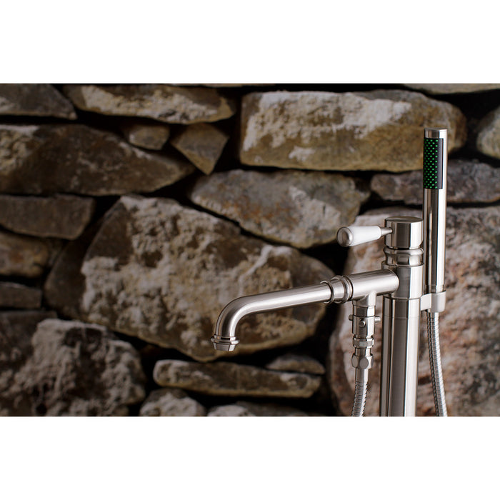 Kingston Tulare KS7038DPL - Paris Single-Handle 1-Hole Freestanding Tub Faucet with Hand Shower, Brushed Nickel