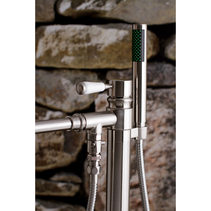 Kingston Tulare KS7038DPL - Paris Single-Handle 1-Hole Freestanding Tub Faucet with Hand Shower, Brushed Nickel