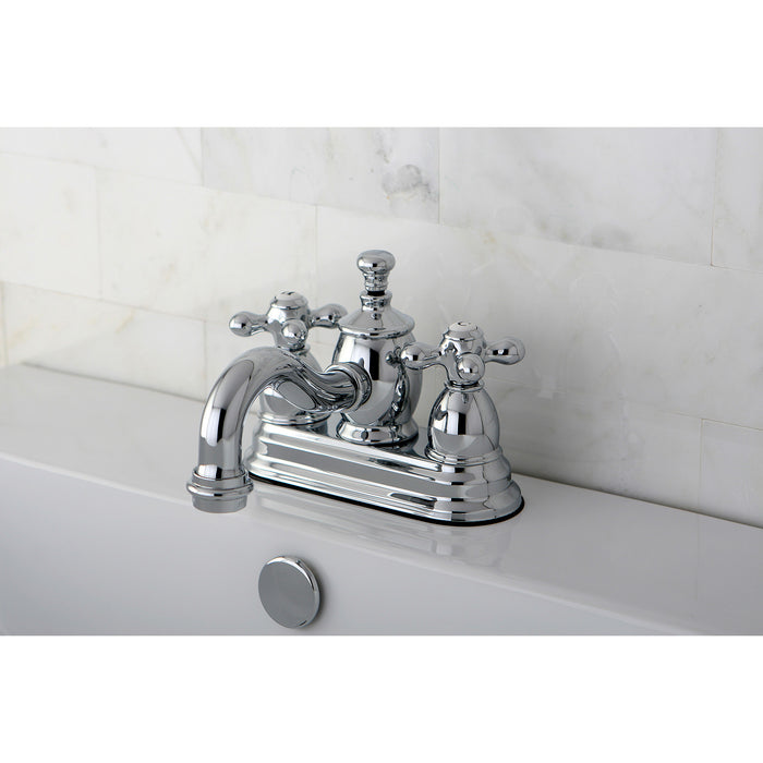 Kingston Heirloom KS7101AX - English Country Double-Handle 3-Hole Deck Mount 4-Inch Centerset Bathroom Faucet with Brass Pop-Up, Polished Chrome